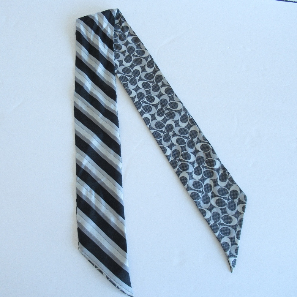 *SOLD*Coach Pony Tail Scarf Signature Logo Stripe - Picture 5 of 5